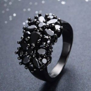 🍏50% OFF/3+...Black Crystal Cocktail Ring